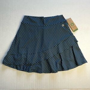 Dona Jo layered activewear pickleball skort skirt black polka dot size 2 New